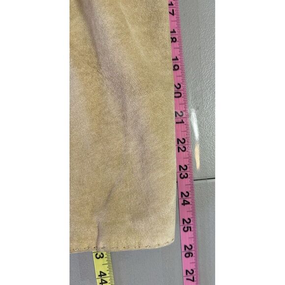 Coldwater Creek 100% Suede Leather Jacket Women's Large Tan Long Western *READ* - Picture 9 of 11